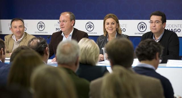 María Dolores de Cospedal con José Antonio Monago en la Interparlamentaria del PP de Extremadura