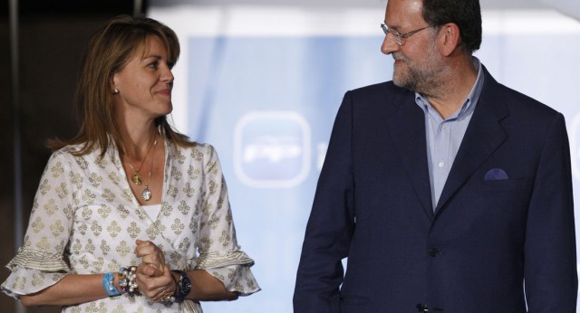 Noche Electoral: Mariano Rajoy con María Dolores de Cospedal