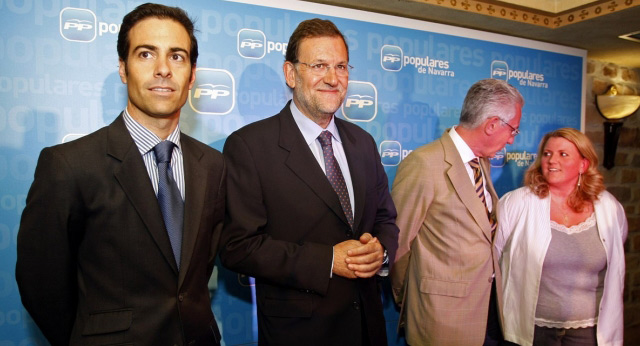 Mariano Rajoy durante un encuentro con afiliados en Pamplona