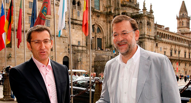 Mariano Rajoy y Alberto Nuñez Feijoo en Santiago de Compostela