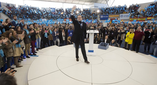 Mariano Rajoy en el acto central de campaña en Madrid