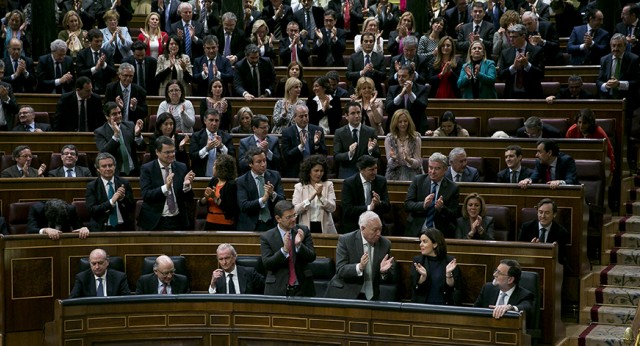 El presidente del Gobierno en funciones, Mariano Rajoy, durante la sesión de investidura