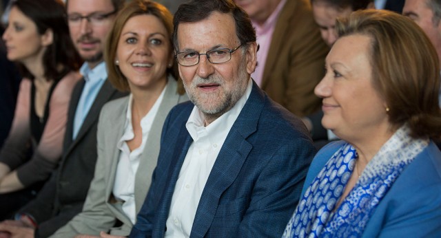 Mariano Rajoy junto a Luisa Fernanda Rudi y Mª Dolores Cospedal