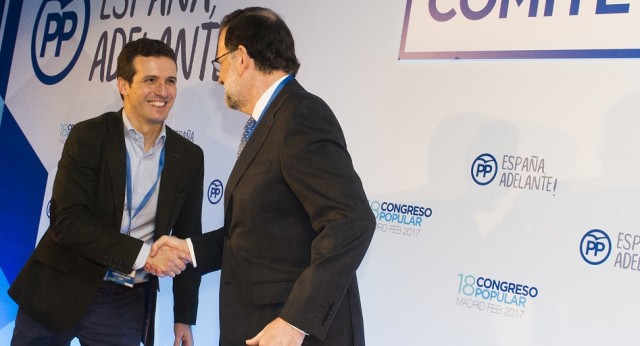 Mariano Rajoy y Pablo Casado en el 18 Congreso PP