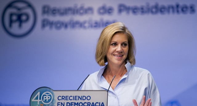 María Dolores de Cospedal en la reunión de presidentes provinciales del PP