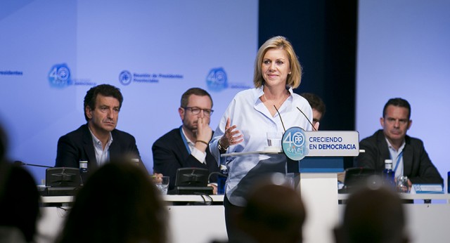 María Dolores de Cospedal en la reunión de presidentes provinciales del PP