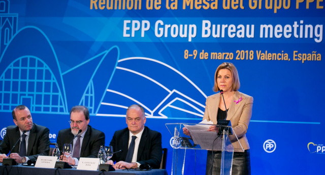 Mª Dolores de Cospedal durante su intervención en las jornadas del EPP