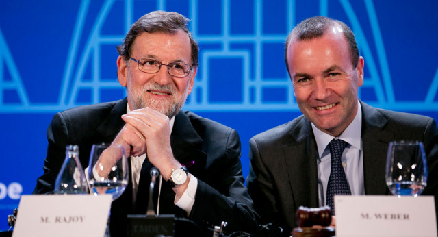 El Presidente Mariano Rajoy junto a Manfred Weber