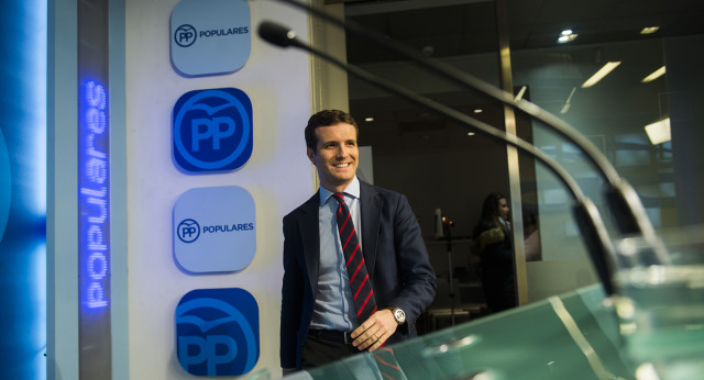 Pablo Casado, en  rueda de prensa en la sede nacional del PP