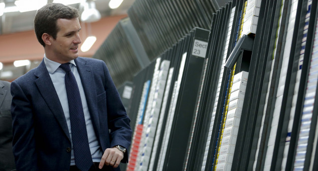 Pablo Casado, durante su visita a Cofarcu