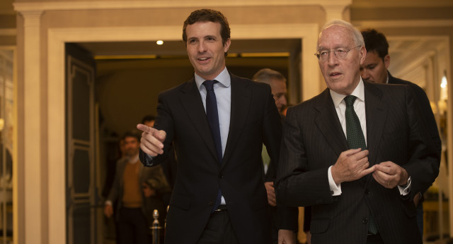 Pablo Casado en los desayunos de Europa Press