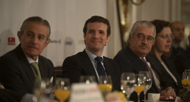 Pablo Casado en los desayunos de Europa Press