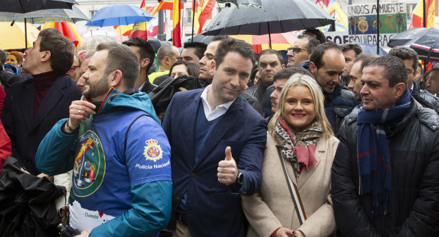 Teodoro García Egea en la manifestación de JUSAPOL