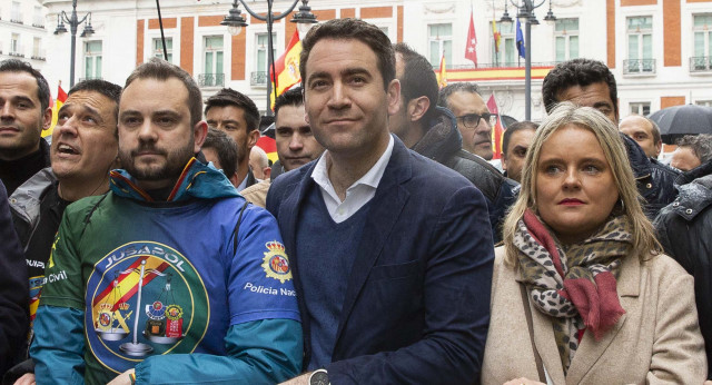 Teodoro García Egea en la manifestación de JUSAPOL