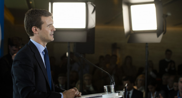 Pablo Casado en la presentación del programa electoral en Barcelona