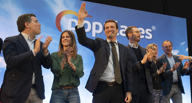 Pablo Casado en un Mitin del PP en Vitoria.