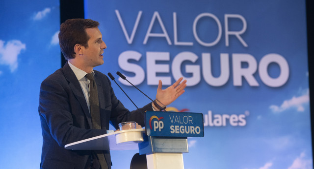 Pablo Casado en un Mitin del PP en Vitoria.