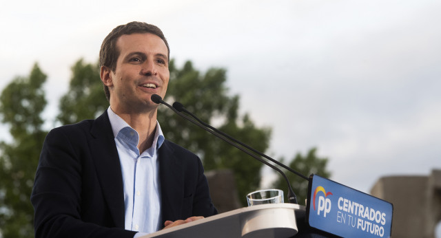 Pablo Casado en el inicio de campaña del PP