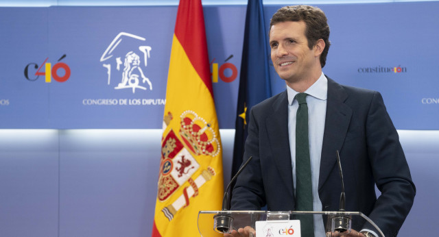 Rueda de prensa de Pablo Casado desde el Congreso de los Diputados