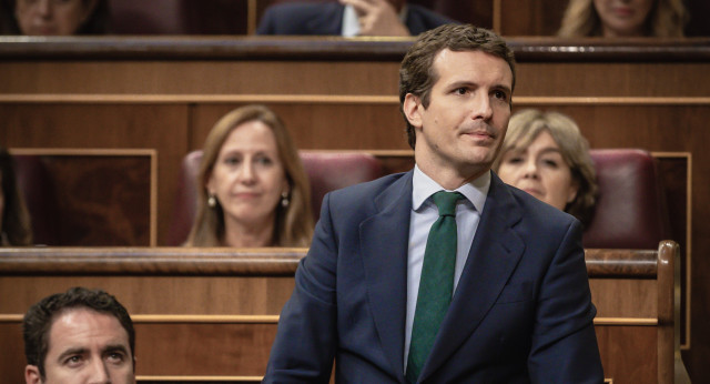 Pablo Casado, durante la segunda votación de la sesión de investidura