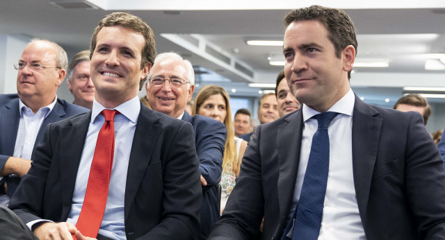 Pablo Casado y Teodoro García Egea, en la Junta Directiva Nacional