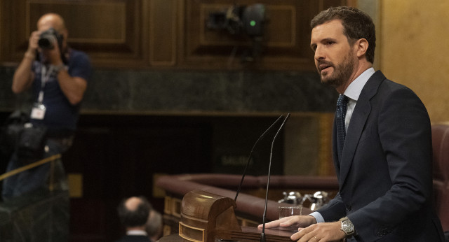 Pablo Casado durante su intervención en el Pleno