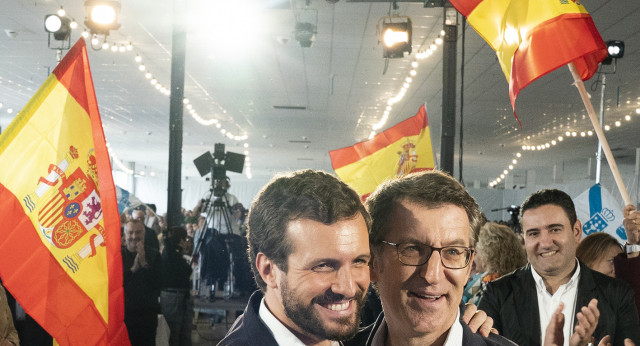 Pablo Casado y Alberto Núñez Feijóo, en Lalín