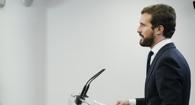 Pablo Casado en rueda de prensa en el Congreso de los Diputados tras la ronda de contactos del Rey