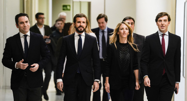 Pablo Casado en rueda de prensa en el Congreso de los Diputados tras la ronda de contactos del Rey