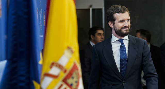 Pablo Casado en rueda de prensa en el Congreso de los Diputados tras la ronda de contactos del Rey