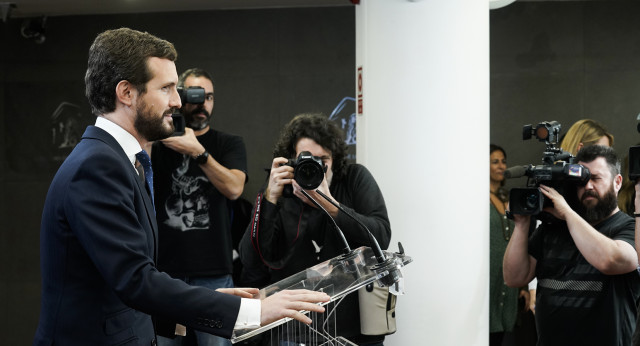 Pablo Casado en rueda de prensa en el Congreso de los Diputados tras la ronda de contactos del Rey