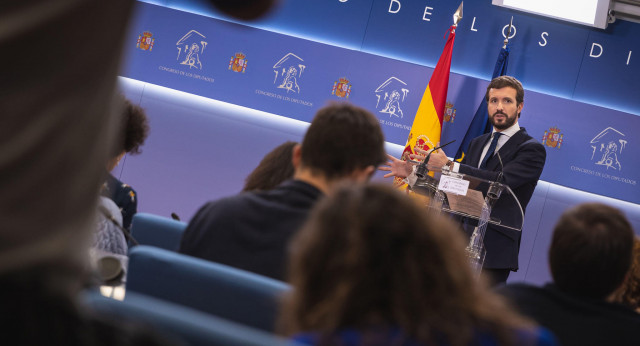 Pablo Casado en rueda de prensa en el Congreso de los Diputados tras la ronda de contactos del Rey