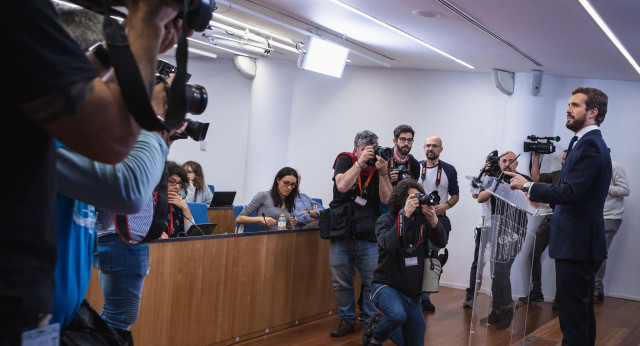 Pablo Casado en rueda de prensa en el Congreso de los Diputados tras la ronda de contactos del Rey