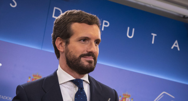 Pablo Casado en rueda de prensa en el Congreso de los Diputados tras la ronda de contactos del Rey