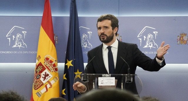 Rueda de prensa de Pablo Casado tras la reunión con Pedro Sánchez