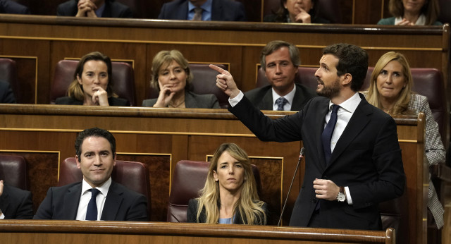 Pablo Casado, durante su intervención en el debate de investidura