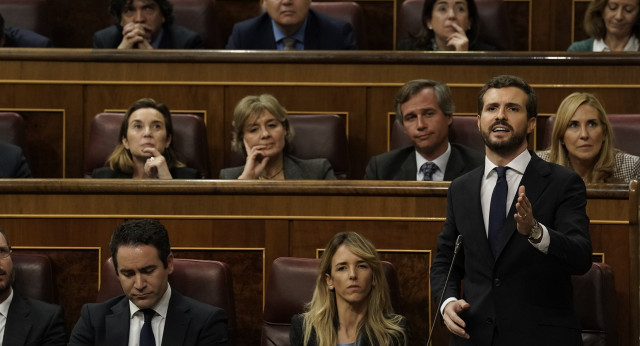 Pablo Casado, durante su intervención en el debate de investidura