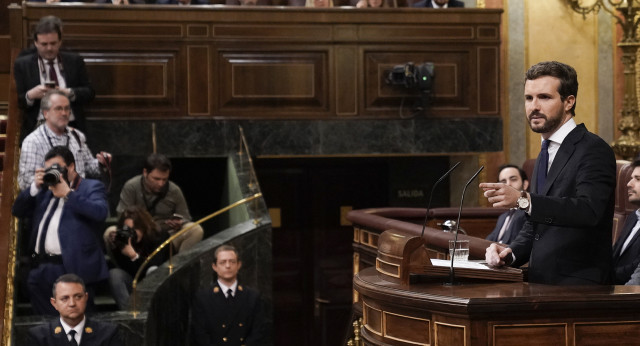 Pablo Casado, durante su intervención en el debate de investidura