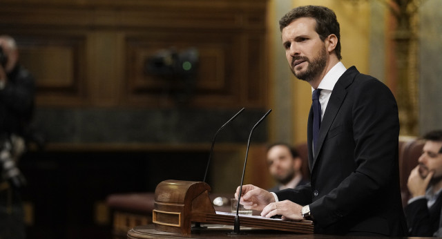 Pablo Casado, durante su intervención en el debate de investidura