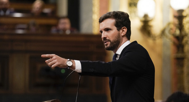 Pablo Casado, durante su intervención en el debate de investidura