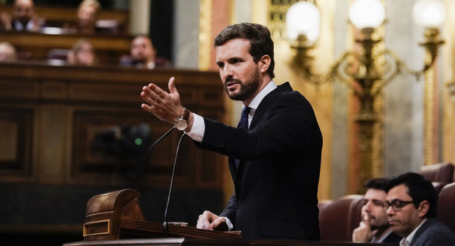 Pablo Casado, durante su intervención en el debate de investidura