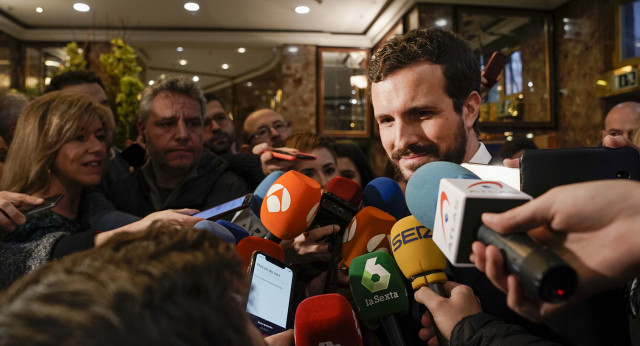 Pablo Casado asiste al Desayuno Informativo de la presidenta de la Comunidad de Madrid, Isabel Díaz Ayuso