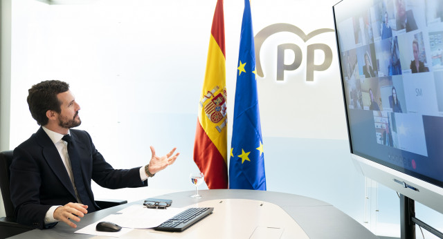 Videoconferencia de Pablo Casado con líderes del PPE