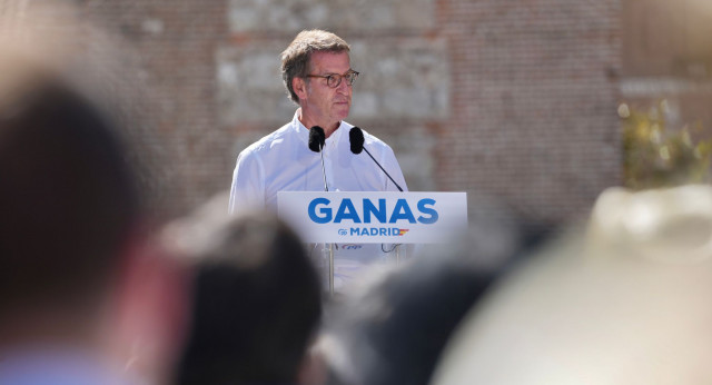 El presidente del PP, Alberto Núñez Feijóo, durante su intervención