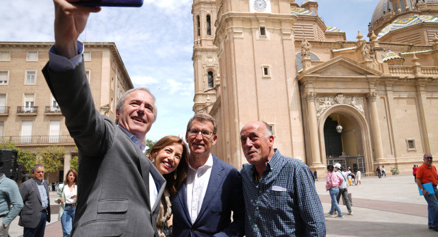 Alberto Núñez Feijóo visita Zaragoza junto a Natalia Chueca y Jorge Azcón