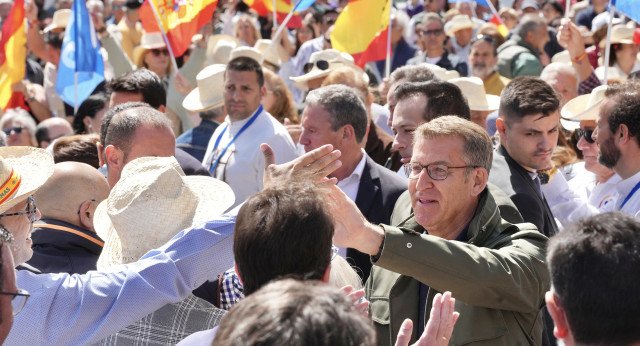 Feijóo en un mitin del PP en Getafe.