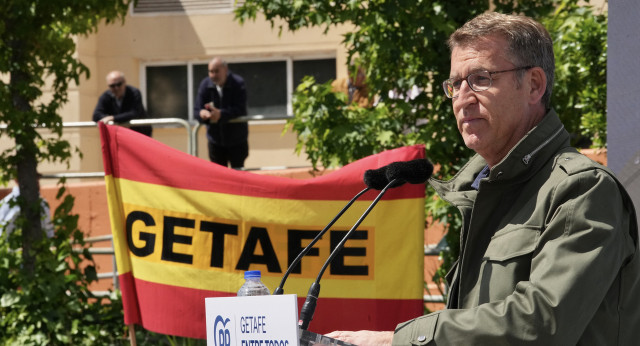 Feijóo en un mitin del PP en Getafe.