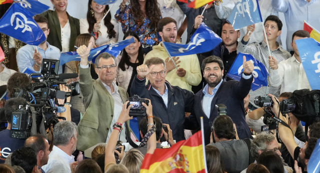 Alberto Núñez Feijóo en un mitin del PP en Murcia