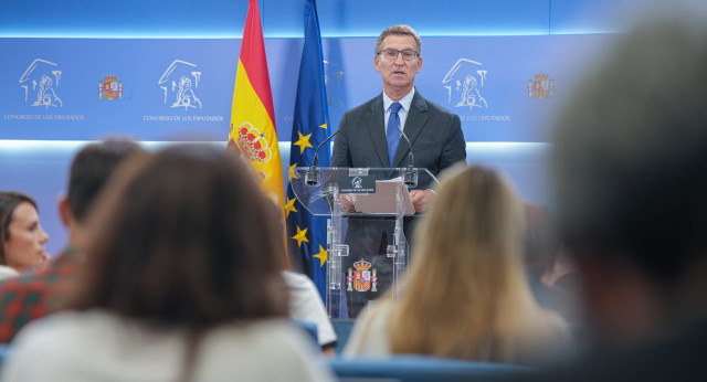 Rueda de prensa de Alberto Núñez Feijóo en el Congreso de los Diputados