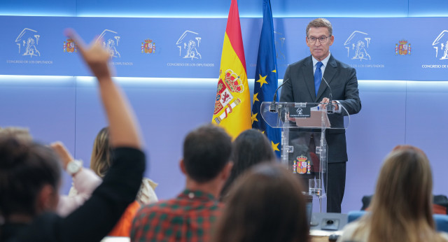 Rueda de prensa de Alberto Núñez Feijóo en el Congreso de los Diputados